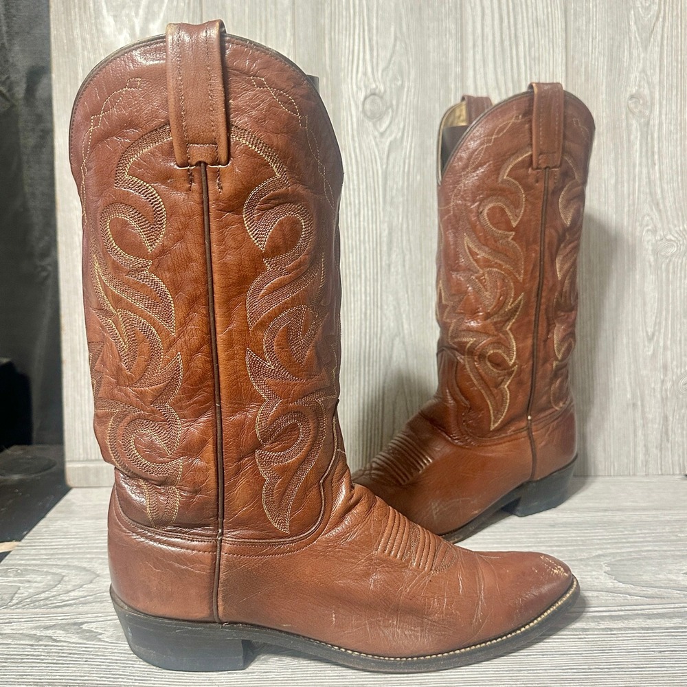 Dan Post Mens Brown Leather Western Cowboy Boots Pointed Toe DP 2111 Size 9.5 D
